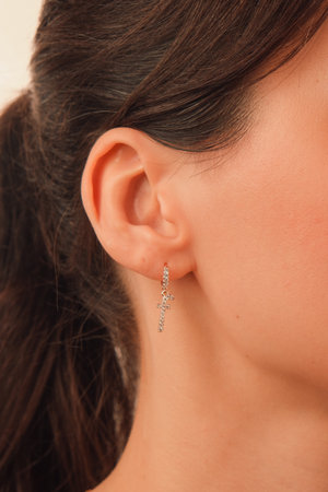 Beautiful golden jewelry with precious stonesの写真素材