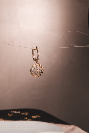 Beautiful golden jewelery with precious stones and diamonds
