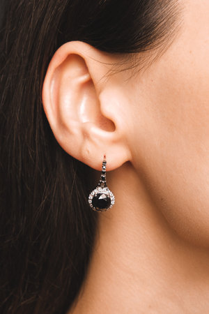 Classic Gold Jewelry with Brilliant Diamondsの写真素材