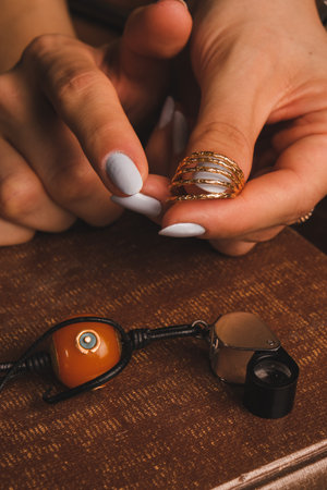 Handcrafted Luxury Jewelry with Diamonds and Goldの写真素材