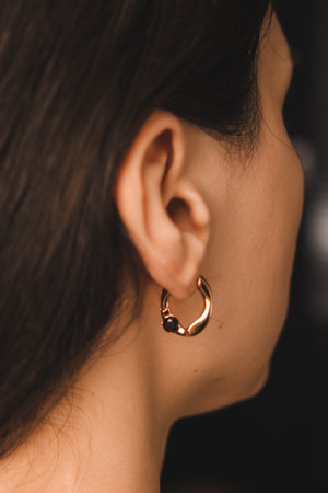 Timeless Luxury Jewelry: Earrings and Gold Designsの写真素材