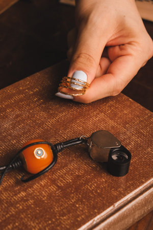 stylish jewelry like silver, gold, diamonds, precious stones.