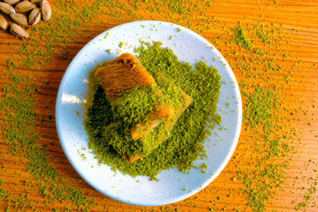 Delicious Dessert Pistachio Baklavaの写真素材