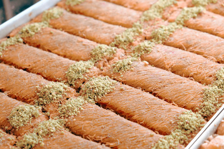 Close-Up of Freshly Baked Baklava Pieces