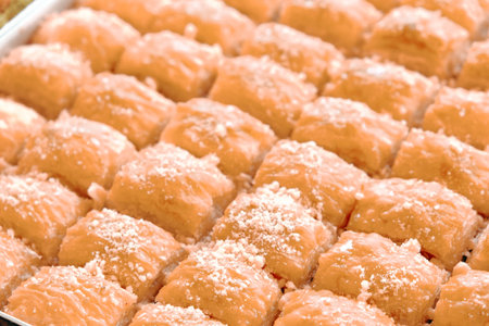 Baklava with Honey Drizzle and Crushed Nutsの写真素材