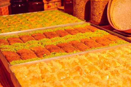 Golden Crispy Layers of Homemade Baklavaの写真素材