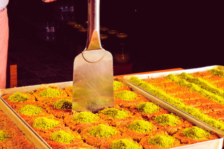 Elegant Baklava Plating for Gourmet Presentationの写真素材