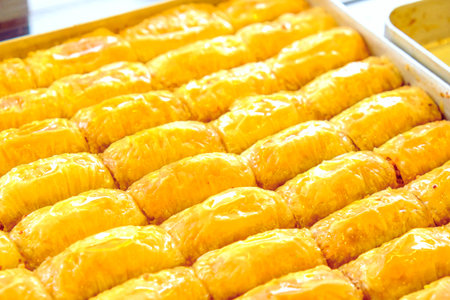 Authentic Turkish Dessert with Rich Syrupの写真素材