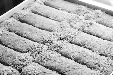 Golden Crispy Layers of Homemade Baklavaの写真素材