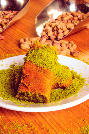 Golden Crispy Layers of Homemade Baklavaの写真素材