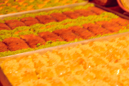 Sweet Treat from the Ottoman Cuisine: Pistachio Baklavaの写真素材