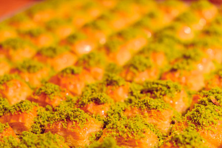 Golden Crispy Layers of Homemade Baklavaの写真素材