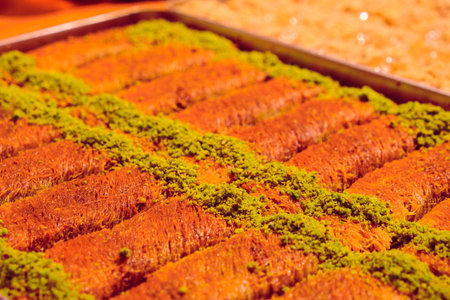 Delicious Dessert Pistachio Baklavaの写真素材