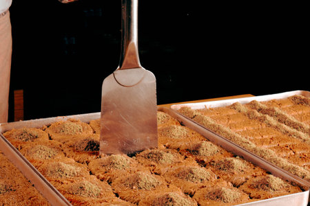 Golden brown baklava, crispy on the outside, sweet inside