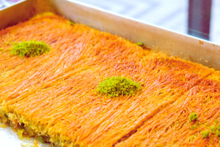 Close-Up of Freshly Baked Baklava Piecesの写真素材