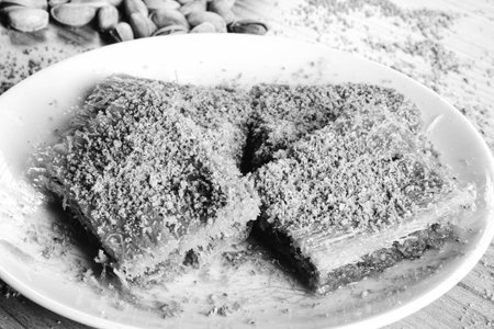 Close-Up of Freshly Baked Baklava Piecesの写真素材