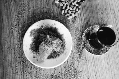 Close-Up of Freshly Baked Baklava Piecesの写真素材