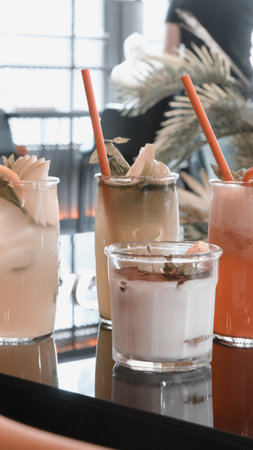 Tropical cocktails with a refreshing twistの写真素材