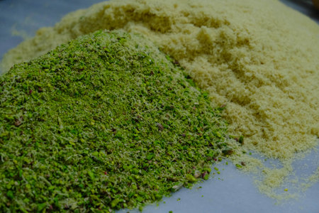 Close-Up of Freshly Baked Baklava Piecesの写真素材