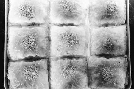 Golden Crispy Layers of Homemade Baklavaの写真素材