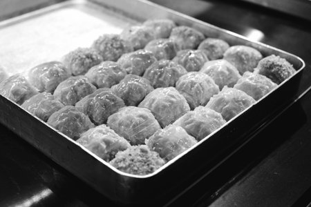 Authentic Turkish Dessert with Rich Syrupの写真素材