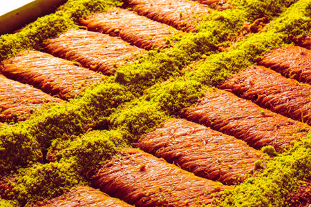 Baklava with Honey Drizzle and Crushed Nuts