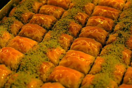 Elegant Baklava Plating for Gourmet Presentationの写真素材