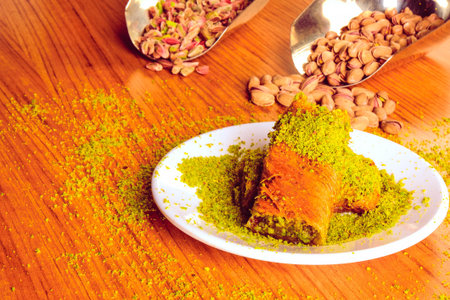 Delicious Dessert Pistachio Baklavaの写真素材