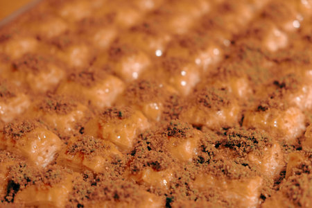 Close-Up of Freshly Baked Baklava Piecesの写真素材