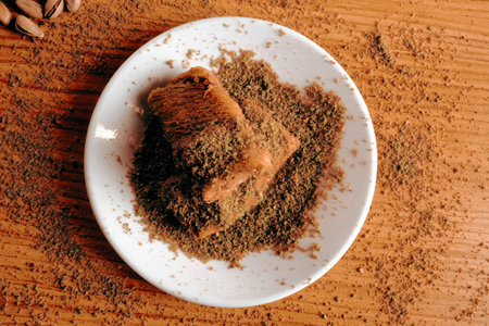 Baklava with Honey Drizzle and Crushed Nuts