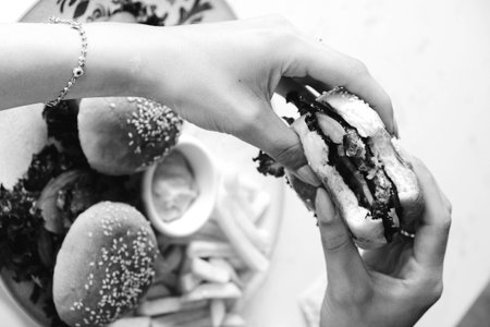 Homemade hamburger with fresh vegetablesの写真素材