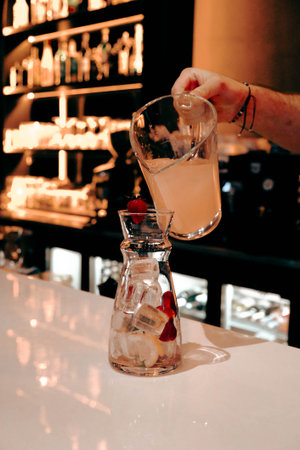 Freshly mixed cocktails with premium spiritsの写真素材