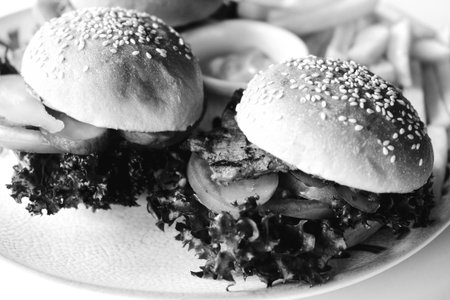 Homemade hamburger with fresh vegetablesの写真素材