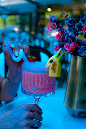 Tropical cocktails with a refreshing twistの写真素材