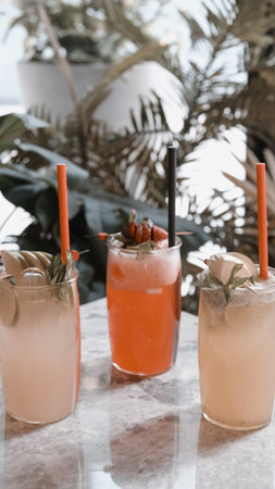 Cocktails with vibrant colors and bold flavorsの写真素材