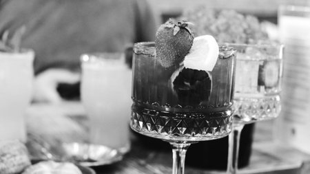 Freshly mixed cocktails with premium spiritsの写真素材