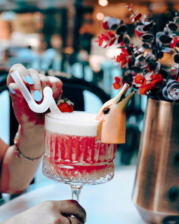 Freshly mixed cocktailsの写真素材