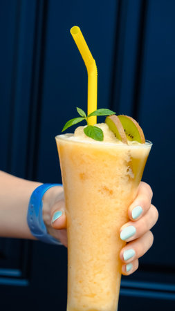 Colorful cocktails served in elegant glassesの写真素材