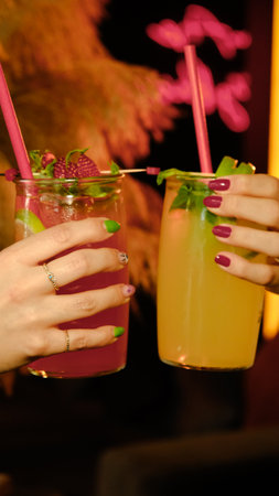 Creative cocktails with exotic flavorの写真素材