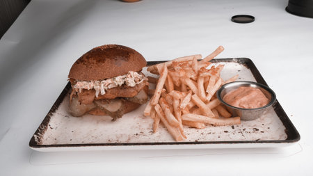 Homemade hamburger with fresh vegetablesの写真素材