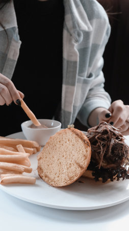 Homemade hamburger with fresh vegetablesの写真素材