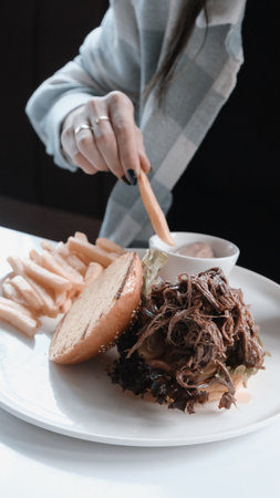 Homemade hamburger with fresh vegetablesの写真素材