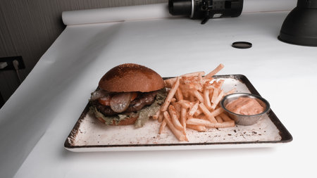 Homemade hamburger with fresh vegetablesの写真素材