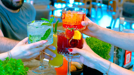 Fruit-infused cocktails for a refreshing tasteの写真素材