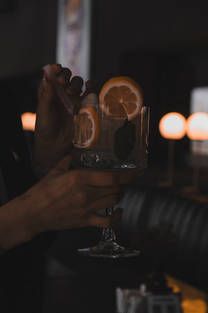 Creative cocktails with exotic flavorの写真素材