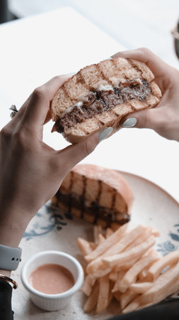 Homemade hamburger with fresh vegetablesの写真素材