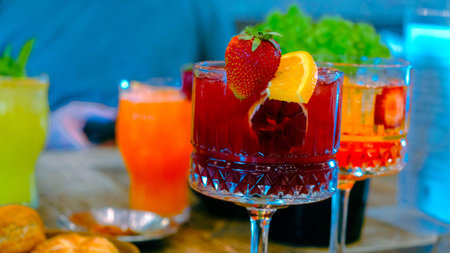 Fruit-infused cocktails for a refreshing tasteの写真素材