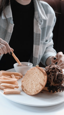 Homemade hamburger with fresh vegetablesの写真素材