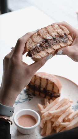 Homemade hamburger with fresh vegetablesの写真素材