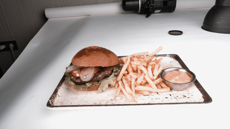 Homemade hamburger with fresh vegetablesの写真素材